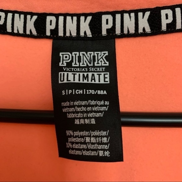 VS PINK Ultimate Deep Zip Coral Pink Pullover Small - Picture 5 of 5